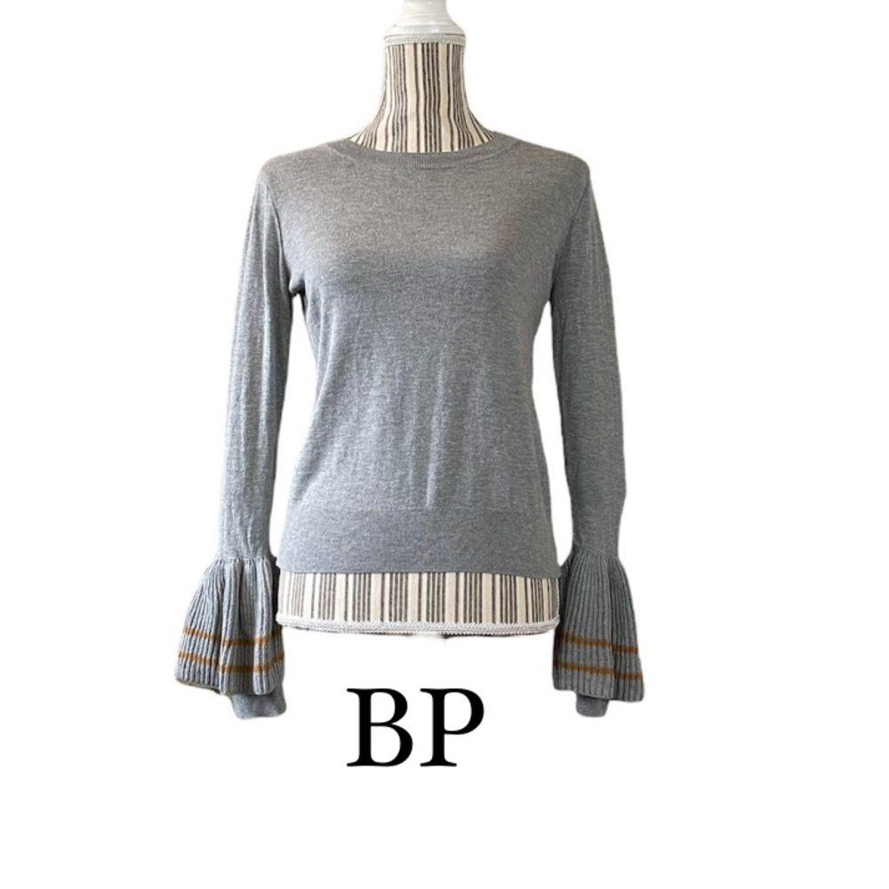 BP Women’s Knit Sweater Tier Bell Sleeve Gray XS